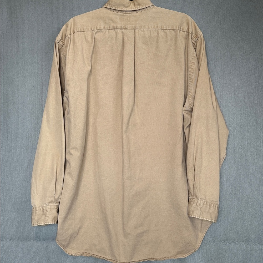 Polo Ralph Lauren Blaire Vintage Button Down Shirt 100% Cotton Size L Tan - Picture 2 of 8